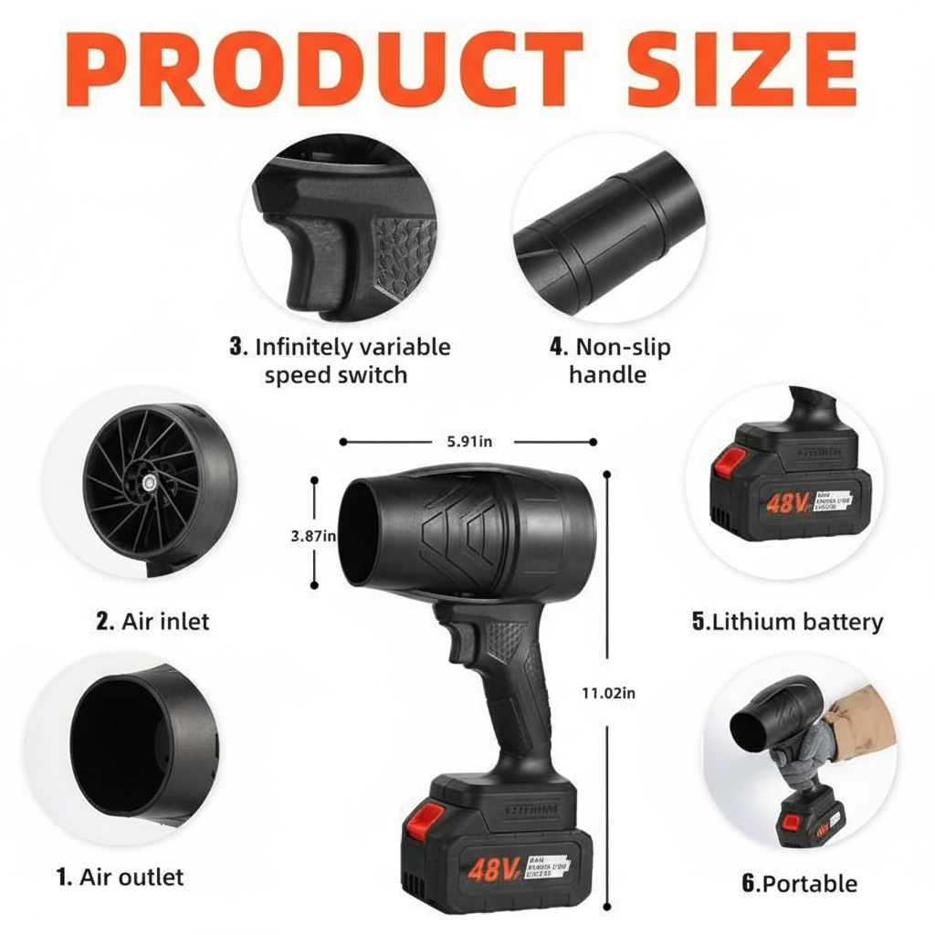 Turbo Jet Blower – Rechargeable & Portable